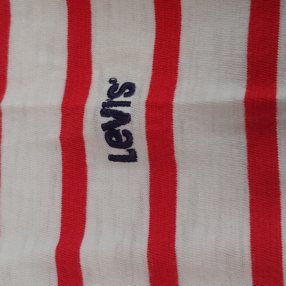 Levi's Women's Striped Red and Cream White Boat Neck Top with Tie back,Large - Picture 10 of 10